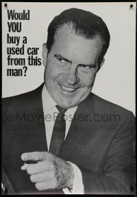 9e702 RICHARD NIXON commercial poster '70s disgraced President, would you buy a car from him?!