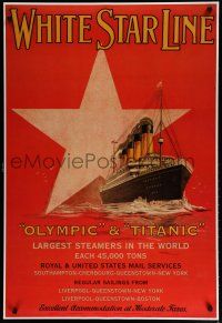 9e730 WHITE STAR LINE commercial poster '97 cool art of doomed ship at sea!