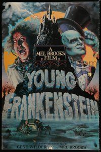 9e733 YOUNG FRANKENSTEIN commercial poster '74 art of Gene Wilder, Peter Boyle & Marty Feldman!