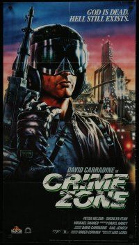 9e782 CRIME ZONE video poster '88 Roger Corman, Craig art of David Carradine!