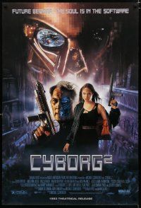 9e784 CYBORG 2 video poster '93 the soul is in the software, Angelina Jolie & Jack Palance!