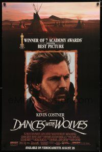 9e786 DANCES WITH WOLVES 2-sided awards video poster '90 Kevin Costner & Native American Indians!