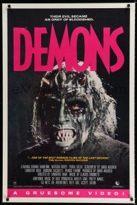 9e792 DEMONS video poster '85 Dario Argento, imge of super creepy monster!