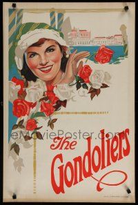 9e136 GONDOLIERS stage play English double crown '10s cool art of pretty woman!