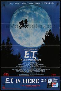 9e801 E.T. THE EXTRA TERRESTRIAL video poster R88 Spielberg, w/best bike over moon image!