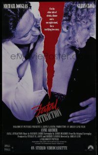 9e808 FATAL ATTRACTION video poster '87 Michael Douglas, Glenn Close, a terrifying love story!