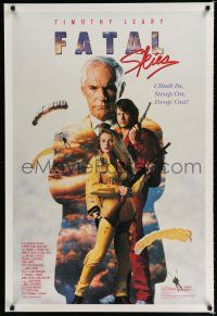 9e809 FATAL SKIES/FUTURE ZONE 2-sided video poster '90 David Carradine, Timothy Leary!