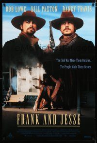 9e816 FRANK & JESSE video poster '94 Rob Lowe, Bill Paxton, cool image of wild west gunfight!