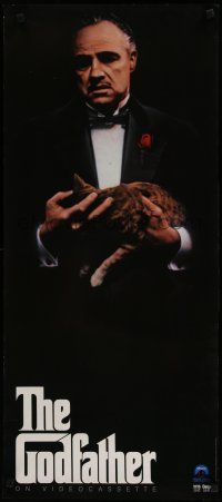 9e821 GODFATHER video poster R86 Marlon Brando & cat in Francis Ford Coppola crime classic!