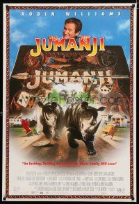 9e846 JUMANJI video poster '95 Robin Williams, Hunt & Kirsten Dunst, It's a jungle in here!