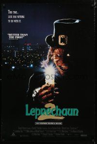 9e859 LEPRECHAUN 2 video poster '94 Warwick Davis, creepy image of the Leprechaun!