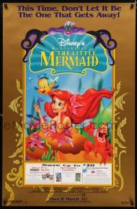9e861 LITTLE MERMAID video poster R98 great image of Ariel & cast, Disney underwater cartoon!