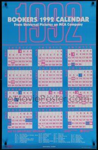 9e402 BOOKERS 1992 CALENDAR special 25x39 '91 important holidays + World Series!