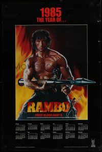 9e213 RAMBO FIRST BLOOD PART II calendar '85 no man, no law, no war can stop Sylvester Stallone!