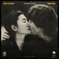 9e351 JOHN LENNON/YOKO ONO 23x23 music poster '80 Double Fantasy, image of former Beatle & partner