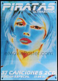9e366 PIRATAS 39x55 Spanish music poster '01 cool artwork image of pretty woman, Ultrasonica!