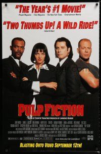 9e890 PULP FICTION video poster '94 John Travolta, Bruce Willis, Samuel L. Jackson, Uma Thurman!