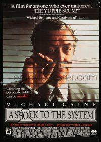 9e917 SHOCK TO THE SYSTEM video poster '90 cool image of Michael Caine behind blinds!