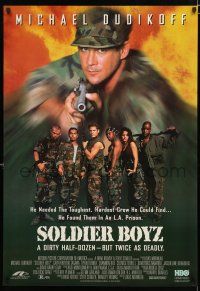 9e927 SOLDIER BOYZ video poster '95 Michael Dudikoff & his dirty half-dozen!