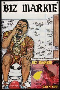 9e330 BIZ MARKIE 23x35 music poster '80s artwork of the rapper droppin' a deuce & picking his nose