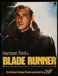 9e470 BLADE RUNNER special 17x22 '82 great Harrison Ford close up, Schlitz beer tie-in!