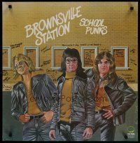 9e331 BROWNSVILLE STATION 24x25 music poster '74 Melinda Bordelon art of band, School Punks!