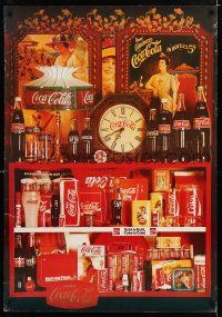9e115 COCA-COLA 27x39 advertising poster '80s really cool image of soft drink items!