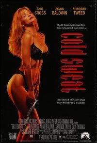 9e777 COLD SWEAT video poster '93 sexy Shannon Tweed in lingerie w/gun!