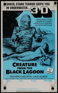 9e479 CREATURE FROM THE BLACK LAGOON college showing special 9x14 R70s art of monster & Julie Adams