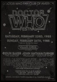 9e166 DOCTOR WHO FESTIVAL film festival poster '85 Colin Baker 'The Doctor' in person!