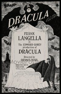 9e142 DRACULA stage poster '77 cool vampire horror art by producer Edward Gorey!