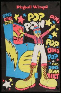 9e412 ELTON JOHN special 24x36 '75 wild psychedelic artwork by Silverman, Pinball Wizard!