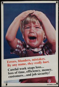 9e195 ERRORS, BLUNDERS, MISTAKES 24x37 motivational poster '69 image of crying child!