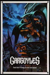 9e287 GARGOYLES tv poster '94 Disney, striking fantasy cartoon artwork by Don Kueker!