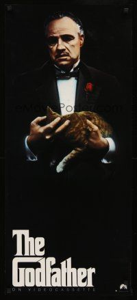 9e823 GODFATHER video special 17x38 R91 classic image of Marlon Brando holding cat!