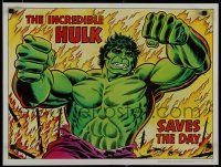 9e197 INCREDIBLE HULK SAVES THE DAY 2-sided 18x24 motivational poster '79 Hulk says to read a book!