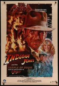9e840 INDIANA JONES & THE TEMPLE OF DOOM video poster '86 Drew art of Harrison Ford, Kate Capshaw!
