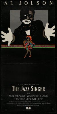 9e844 JAZZ SINGER video poster R80s cool artwork of Al Jolson in blackface!