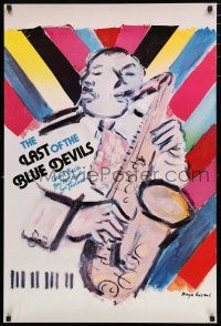 9e419 LAST OF THE BLUE DEVILS special 24x36 '79 cool art of jazz musician playing sax by Ensrud!