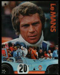 9e521 LE MANS Gulf Oil special 17x22 '71 great close up image of race car driver Steve McQueen!