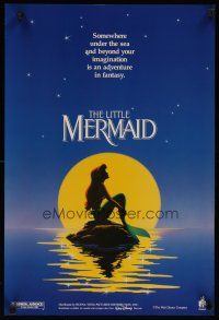 9e527 LITTLE MERMAID special 18x26 '89 Ariel in moonlight, Disney underwater cartoon!