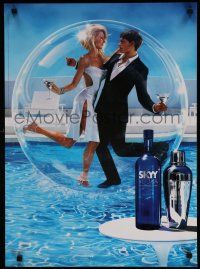 9e132 SKYY VODKA 19x26 advertising poster '00s great image of sexy couple dancing on water!