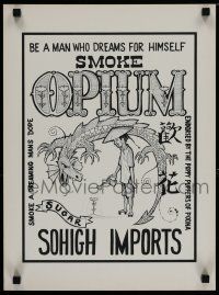 9e567 SMOKE OPIUM special 14x19 '60s Crump art, drugs endorsed by the Poppy Puffers of Poona!
