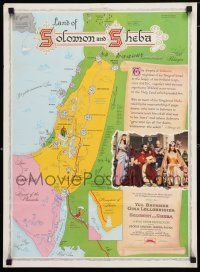 9e569 SOLOMON & SHEBA special 18x25 '59 cool artwork map of ancient Holy Land!