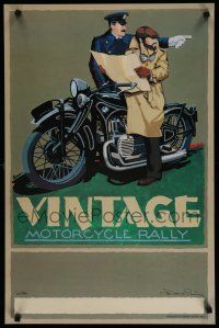 9e264 VINTAGE MOTORCYCLE RALLY signed & numbered 20x30 art print '88 by artist Dennis Simon!