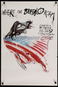 9e593 WHERE THE BUFFALO ROAM special 20x30 '80 great Ralph Steadman art of Hunter S. Thompson & USA!