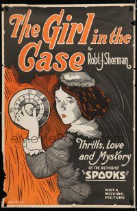 9e146 GIRL IN THE CASE stage poster '22 cool art of girl cracking safe, not a moving picture!