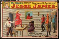 9e148 JESSE JAMES stage poster 1910s the prison is not built that will hold him, stone litho!
