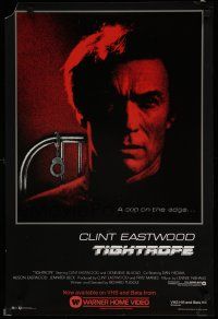 9e958 TIGHTROPE video poster '84 Clint Eastwood is a cop on the edge, cool handcuff image!