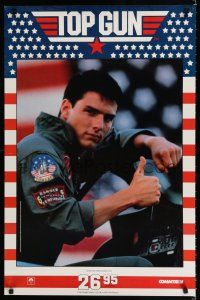 9e961 TOP GUN video poster '86 great image of Naval Aviator Tom Cruise!